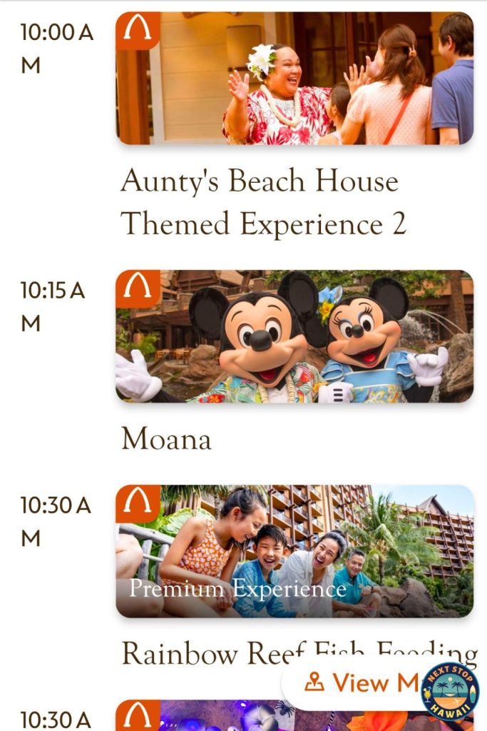 Aulani Hawaii App Daily Schedule